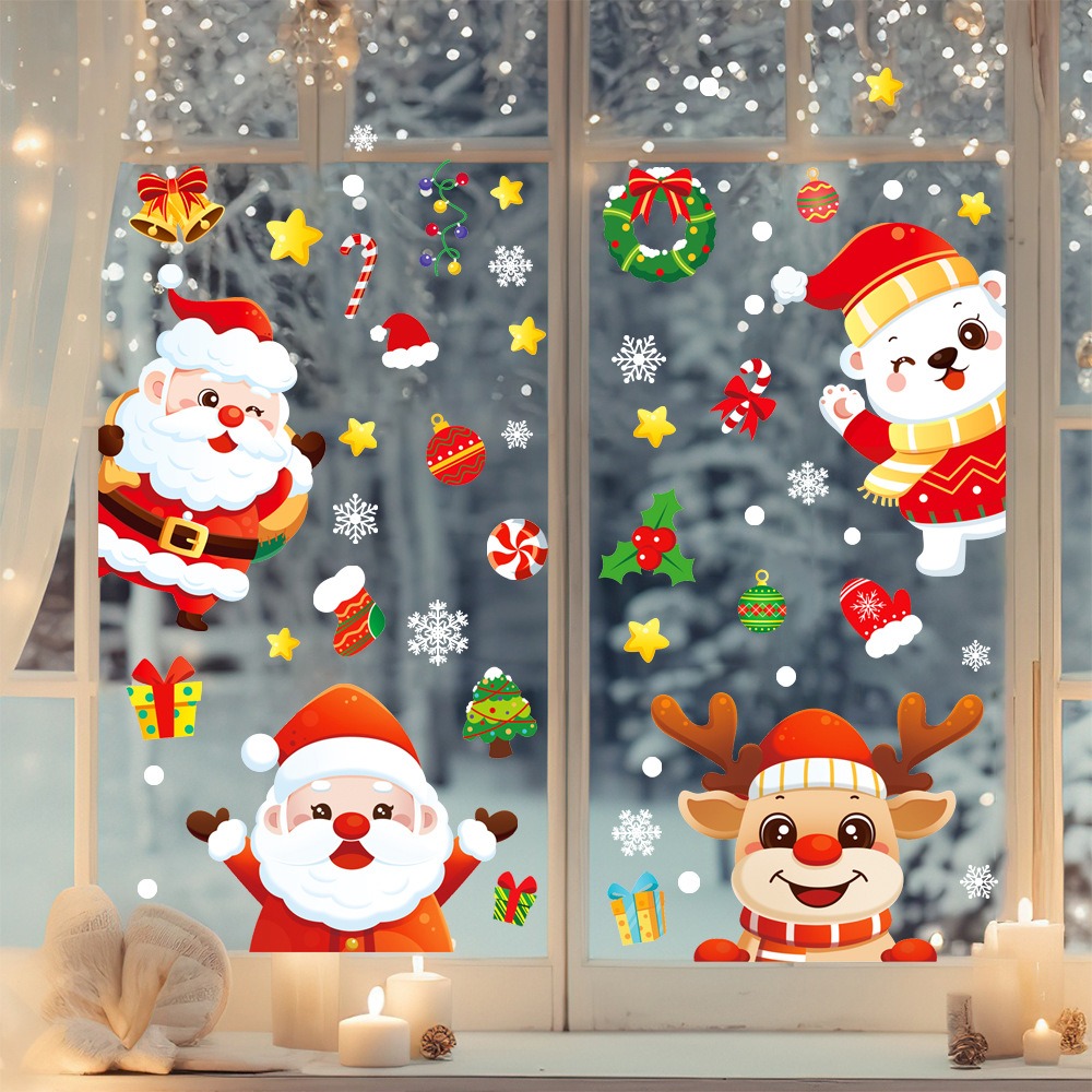Cartoon Kerst Kerstman Raamsti - Snowflake Window Decal recensie en prijs