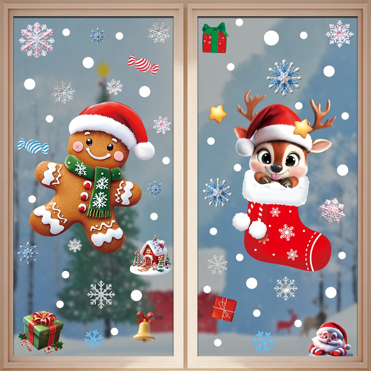 Kerst raamstickers Gingerbread - Snowflake Window Decal recensie en prijs